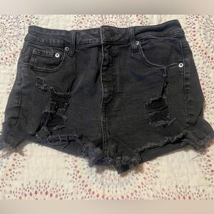 Aeropostale Black Distressed Jean Shorts